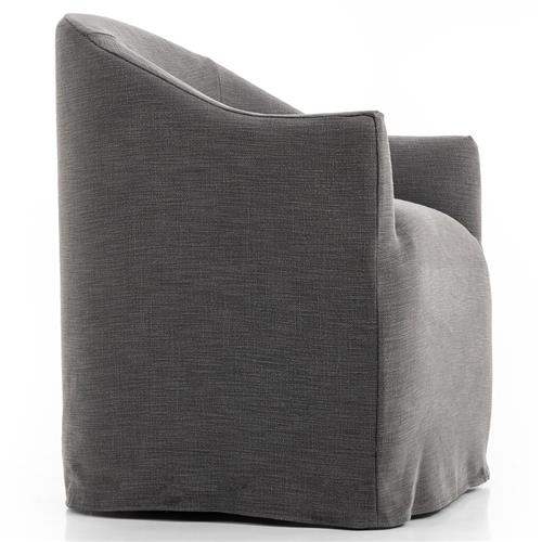 Desiree Modern French Charcoal Grey Slipcover Dining Arm Chair
