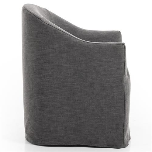 Desiree Modern French Charcoal Grey Slipcover Dining Arm Chair