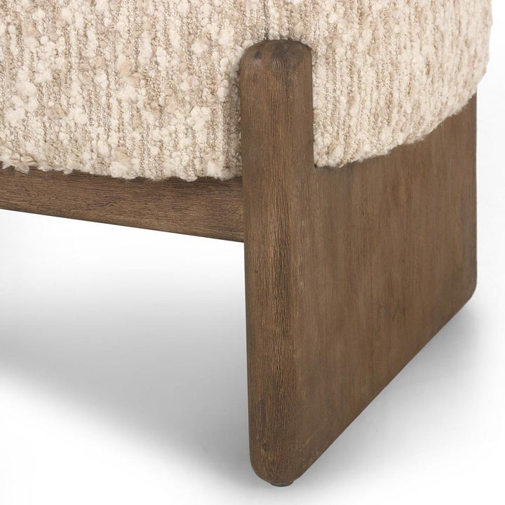 Leith Modern Classic Cream Upholstered Brown Wood Bedroom Bench
