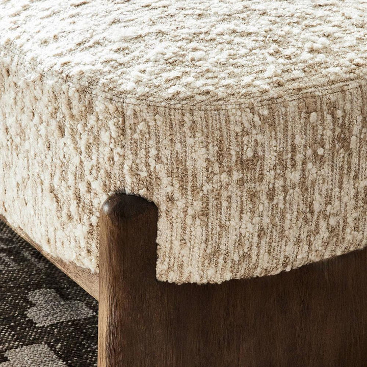 Leith Modern Classic Cream Upholstered Brown Wood Bedroom Bench
