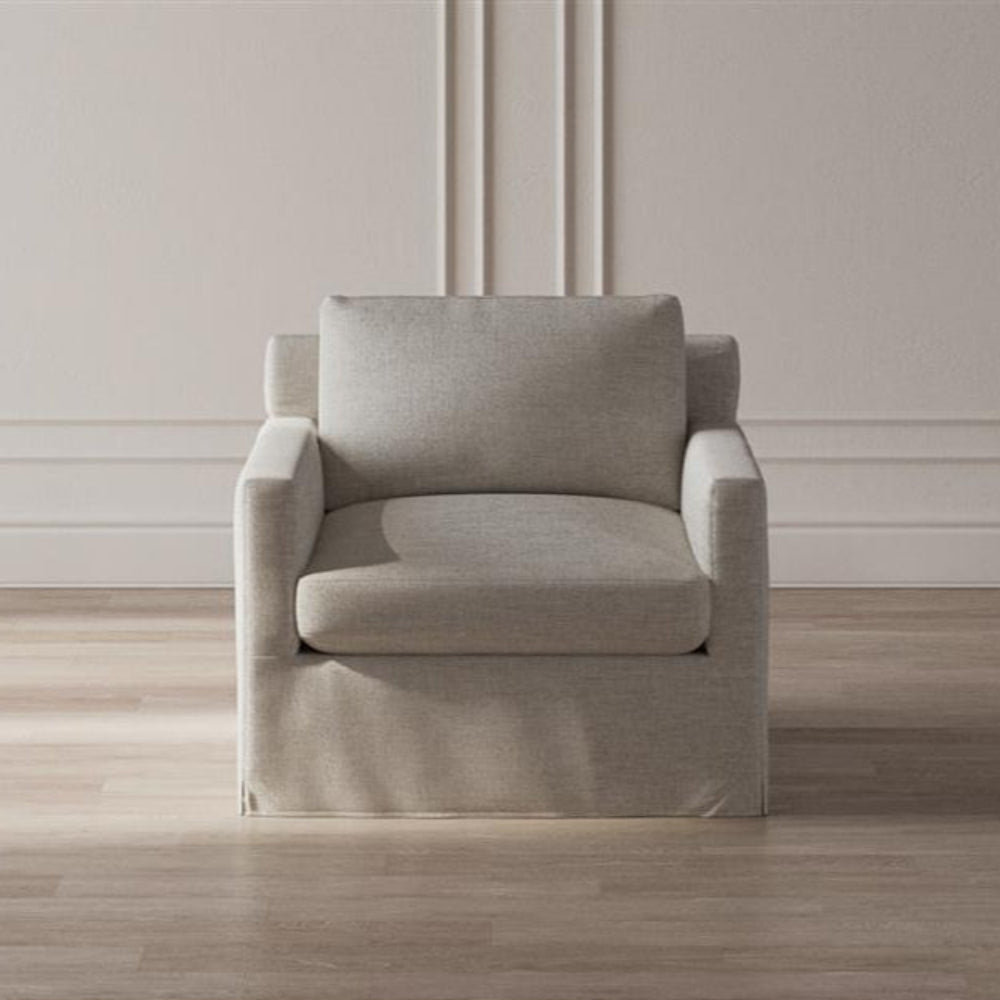 Weybridge Canvas Performance Slipcovered Swivel Chair
