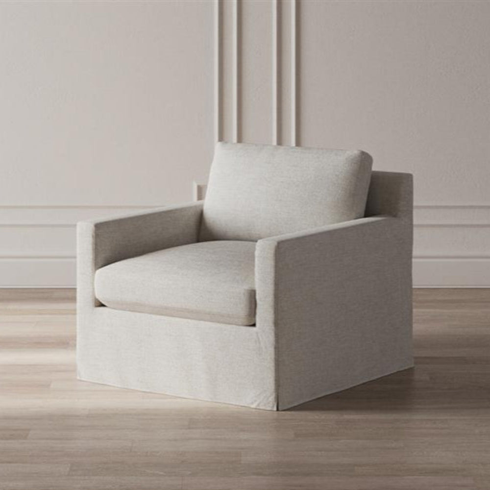 Weybridge Canvas Performance Slipcovered Swivel Chair