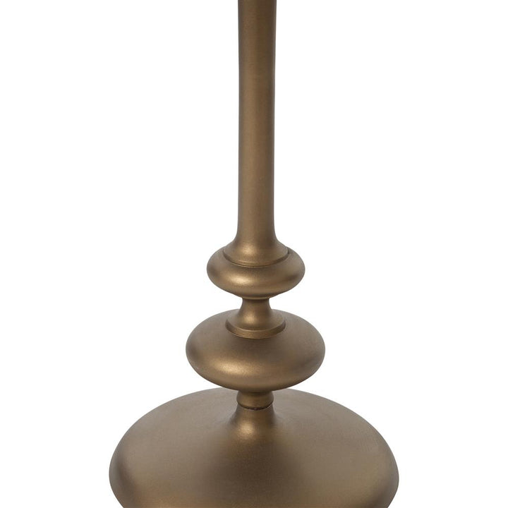Lupe Industrial Loft Brass Aluminum Matchstick Pedestal Round Side End Table