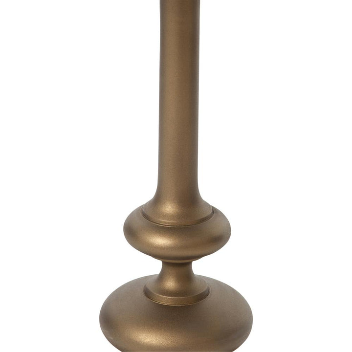 Lupe Industrial Loft Brass Aluminum Matchstick Pedestal Round Side End Table