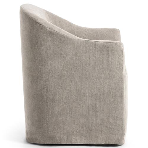 Desiree Modern French Country Beige Twill Slipcover Dining Arm Chair