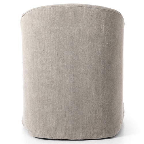Desiree Modern French Country Beige Twill Slipcover Dining Arm Chair