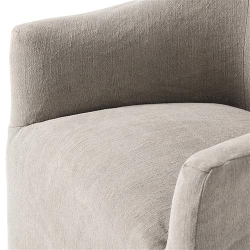Desiree Modern French Country Beige Twill Slipcover Dining Arm Chair