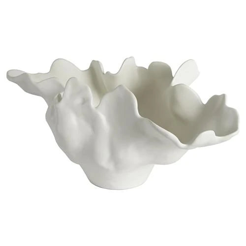 Meteor Modern White Ceramic Abstract Decorative Bowl - Medium