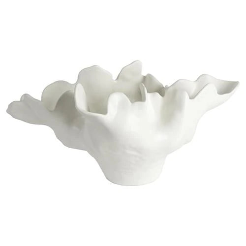 Meteor Modern White Ceramic Abstract Decorative Bowl - Medium