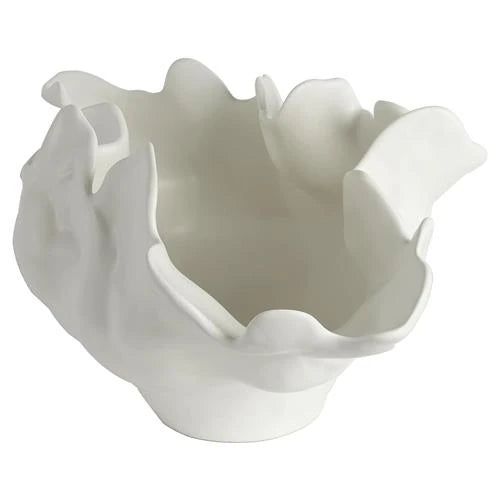 Meteor Modern White Ceramic Abstract Decorative Bowl - Medium