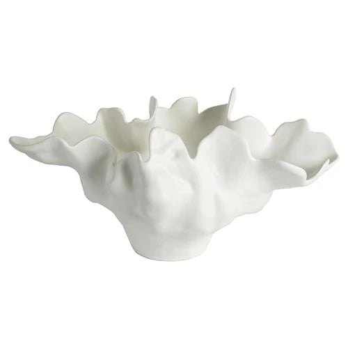 Meteor Modern White Ceramic Abstract Decorative Bowl - Medium