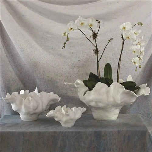 Meteor Modern White Ceramic Abstract Decorative Bowl - Medium