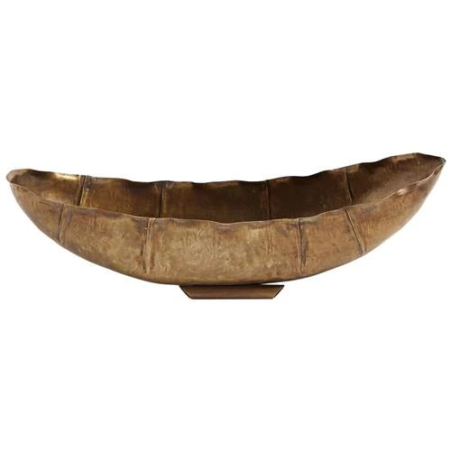 Declan Modern Classic Antique Brass Oval Decorative Bowl - Large