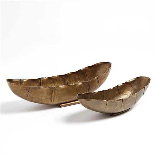 Declan Modern Classic Antique Brass Oval Decorative Bowl - Large