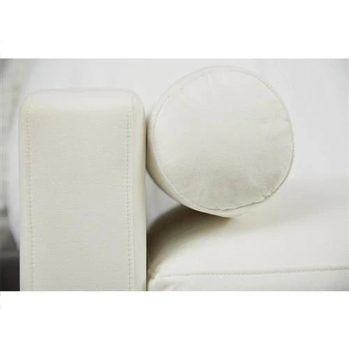 ﻿ Kelly Modern Classic White Performance Cushioned Grey Oak Frame Bedroom Bench