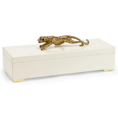 Wren Regency Cream Wood Antique Gold Cheetah Decorative Box