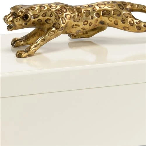 Wren Regency Cream Wood Antique Gold Cheetah Decorative Box