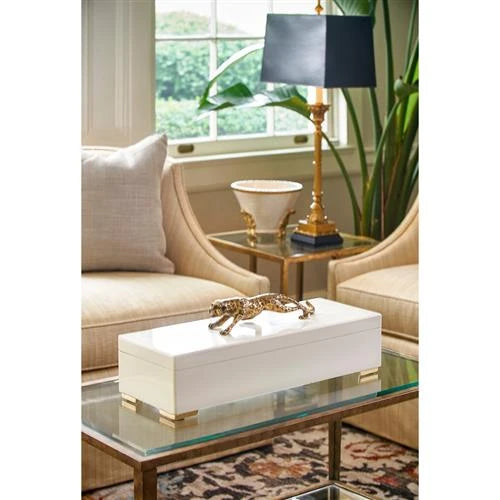 Wren Regency Cream Wood Antique Gold Cheetah Decorative Box