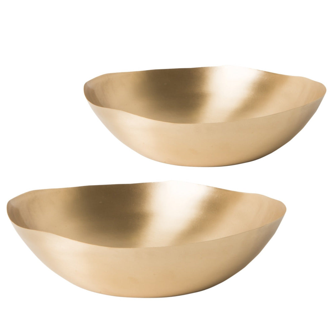 Two gold bowls on a white background