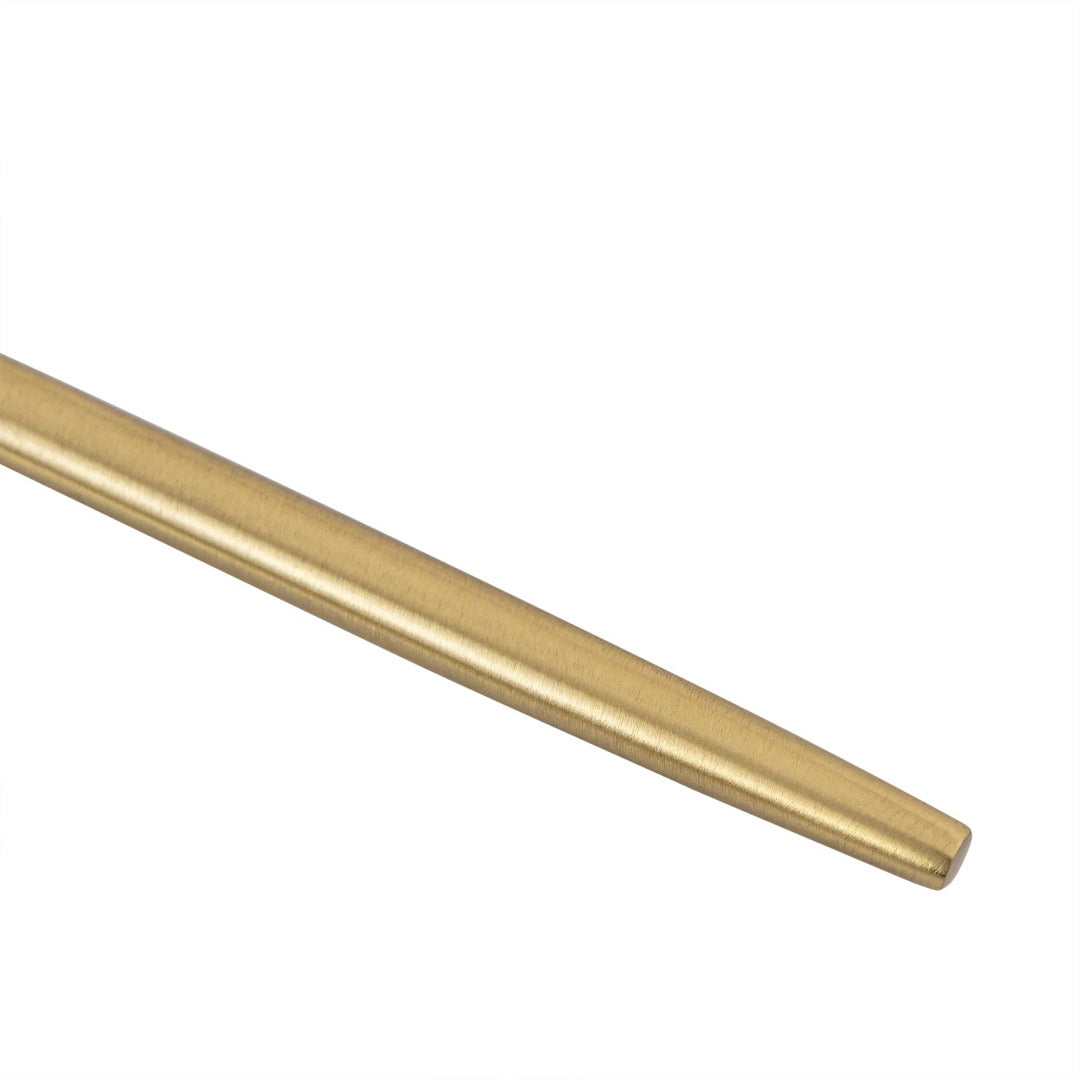 Gold cylindrical handle on a white background