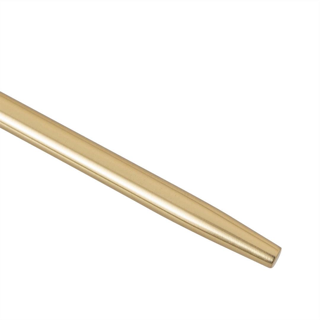 Gold cylindrical handle on a white background